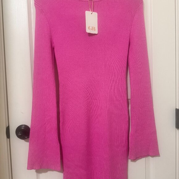 NWT - Womens Elegant Pink Gianni Bini Ribbed Sweater Dress for Fall Sz XL - Picture 3 of 5